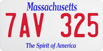 MA license plate 7AV325