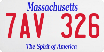 MA license plate 7AV326