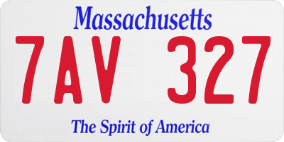MA license plate 7AV327