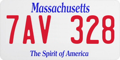 MA license plate 7AV328