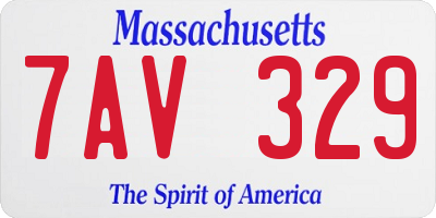 MA license plate 7AV329