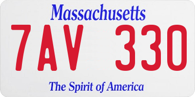 MA license plate 7AV330