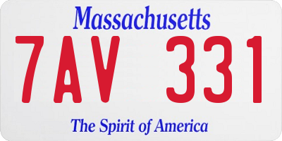 MA license plate 7AV331