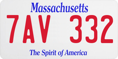 MA license plate 7AV332
