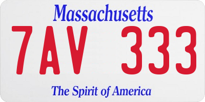 MA license plate 7AV333