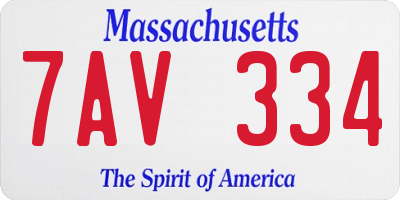 MA license plate 7AV334