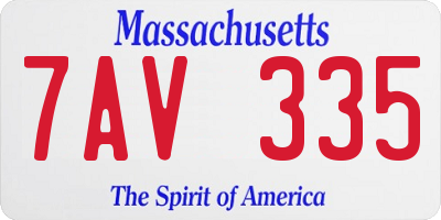 MA license plate 7AV335