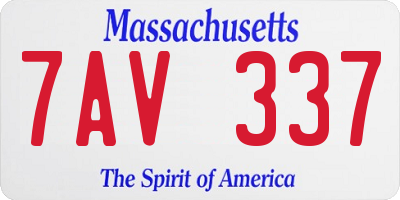 MA license plate 7AV337