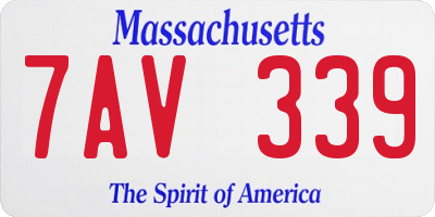 MA license plate 7AV339