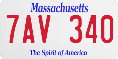MA license plate 7AV340