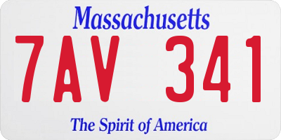 MA license plate 7AV341
