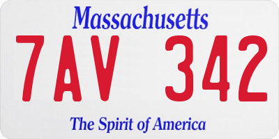 MA license plate 7AV342