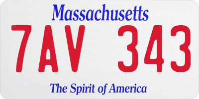 MA license plate 7AV343