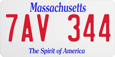 MA license plate 7AV344