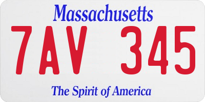 MA license plate 7AV345