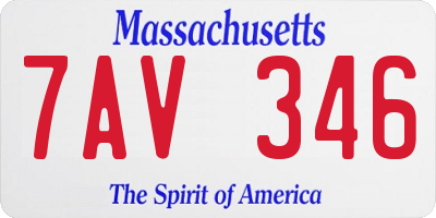 MA license plate 7AV346