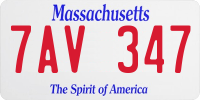 MA license plate 7AV347