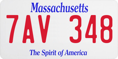 MA license plate 7AV348
