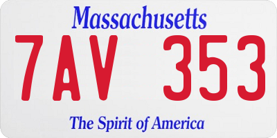 MA license plate 7AV353