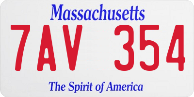 MA license plate 7AV354