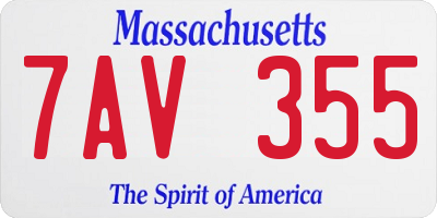 MA license plate 7AV355