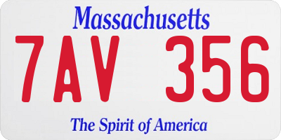 MA license plate 7AV356
