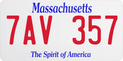 MA license plate 7AV357