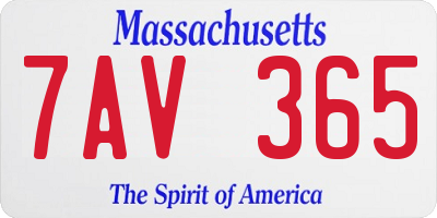 MA license plate 7AV365