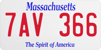 MA license plate 7AV366