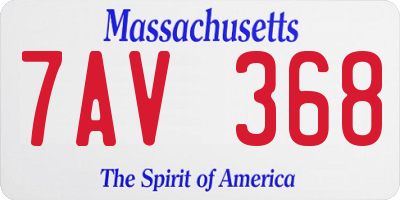 MA license plate 7AV368