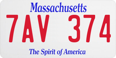 MA license plate 7AV374