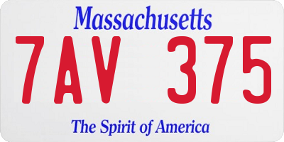 MA license plate 7AV375