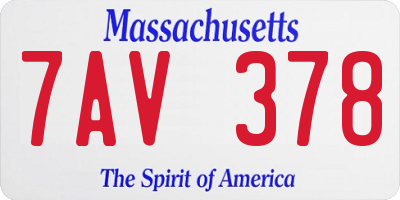 MA license plate 7AV378