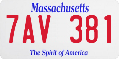 MA license plate 7AV381