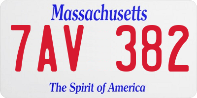 MA license plate 7AV382