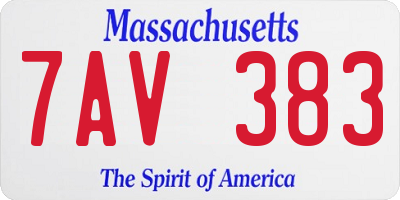 MA license plate 7AV383