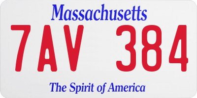 MA license plate 7AV384