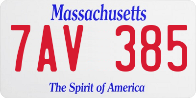 MA license plate 7AV385