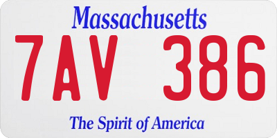 MA license plate 7AV386
