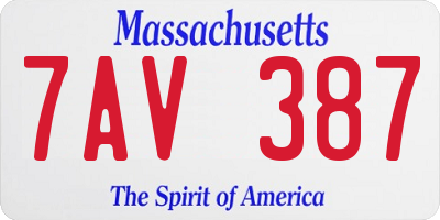 MA license plate 7AV387