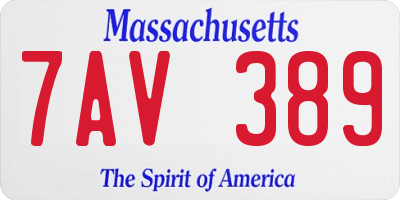 MA license plate 7AV389