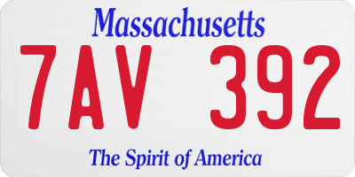 MA license plate 7AV392