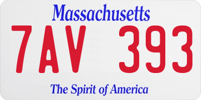 MA license plate 7AV393