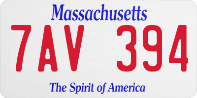MA license plate 7AV394