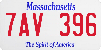 MA license plate 7AV396