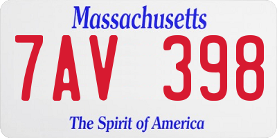 MA license plate 7AV398