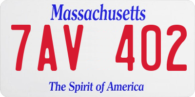 MA license plate 7AV402
