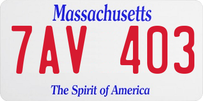 MA license plate 7AV403