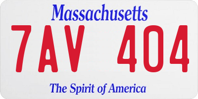 MA license plate 7AV404
