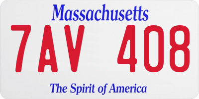 MA license plate 7AV408